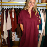Fall Harvest Midi Dress - Wine