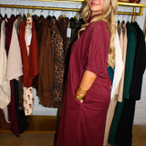 Fall Harvest Midi Dress - Wine
