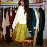 Santorini | Olive Fall Dress - Stripe Poplin