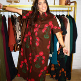 Fall In Wyoming Midi Dress - Brown