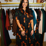 Fall In Wyoming Midi Dress - Black