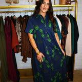 Fall in Wyoming Midi Dress - Navy