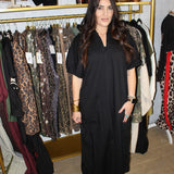 Fall Harvest Midi Dress - Black