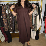 Fall Harvest Midi Dress - Brown