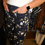 Autumn Garden Party Wide Leg Pant - Navy