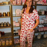 Charlotte Bows Pant Set - Crimson