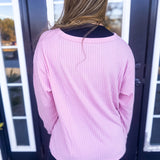 SOFT RIBBED SCOOP NECK TOP- COOL MAUVE