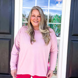 CURVY SOFT RIBBED SCOOP NECK TOP- COOL MAUVE