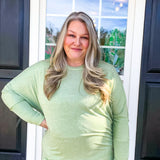 CURVY DOLMAN-SLEEVED TOP- FAIR GREEN