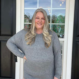 CURVY DOLMAN-SLEEVED TOP- 2 TONE GREY