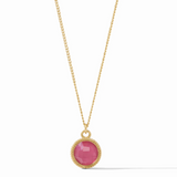 Fleur-de-Lis Solitaire Necklace - Gold Iridescent Raspberry