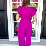 Ruffle My Way Jumpsuit - Violet