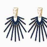 Navy Sunburst Statement Drop Earring - Final Sale