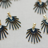 Navy Sunburst Statement Drop Earring - Final Sale