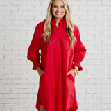 Caryn Lawn | Kimberly Dress With Velvet - Red