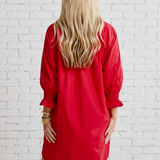 Caryn Lawn | Kimberly Dress With Velvet - Red