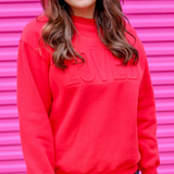 LOVED Embossed Sweatshirt - Red