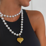 Wrap Around Pearl Heart Necklace