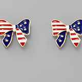 America Flag Bow Earring - Final Sale