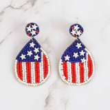 American Flag Beaded Earrings Red/White/Blue - Final Sale