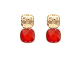 Simple Stone Earring - Red