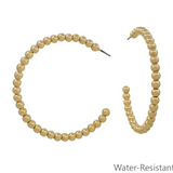 Gold 2" 4MM Beaded Hoop - Final  Sale