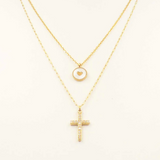 Stainless Steel Layered Cross Gold Necklace - Final Sale