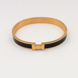 Black WP Stainless Steel Gold H Bangle - Final Sale