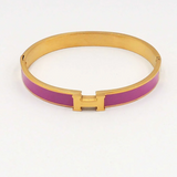 Hot Pink WP Stainless Steel Gold H Bangle - Final Sale