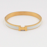 White WP Stainless Steel Gold H Bangle - Final Sale