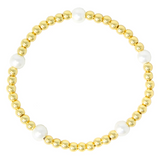 Gold WP Stainless Steel 4mm Beaded + Pearl Bracelet - Final Sale