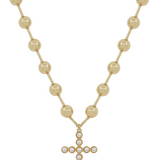 Water Resistant 8MM Beaded Chain + Pearl Beaded Cross Necklace - Final Sale