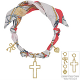 Red/White Knotted Scarf Necklace - Final Sale