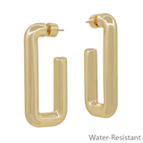 Water Resistant Gold Squared 1.5 Hoop Earring - Final Sale