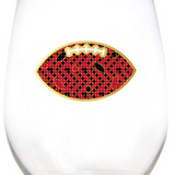 Stemless Football Wine Glass - Red/Black