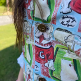 UGA Blue Background Button Down Dress