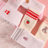 Simply | (8 STYLES) Embroidered Crew Socks - Final Sale