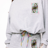Queen Of Sparkles | Grey Rainbow Tie Logo Sweatshirt
