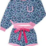 Simply | Longsleeve Ruffle PJ Set - Navy Ribbon