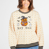 Simply | Pumpkin Varsity Crewneck Pullover - Final Sale