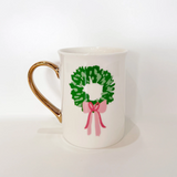 Mary Square | Rosy Wreather Mug With Golden Handle - Final Sale
