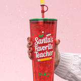 SWIG | Santa's Favorite Teacher Plastic Tumbler 24 OZ - Final Sale