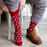 Men's Red/White Leaping Deer Socks - Final Sale