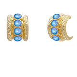 Blue/Gold Antique Bold Cat's Eye Hoops - Final Sale