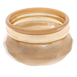 Ivory/Gold 3Row Marble + Metal Bangle Bracelet - Final Sale