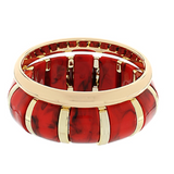 Coral/Gold 2Row Marble + Metal Station Bracelet - Final Sale