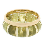 Olive/Gold 2Row Marble + Metal Station Bracelet - Final Sale