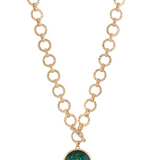 Glass Round Green Pendant Necklace - Final Sale
