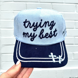 Trying My Best Blue Corduroy Hat - Final Sale