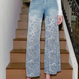 BAYEAS | Shawn Retro High Rise Wide Leg Pant - Light Blue